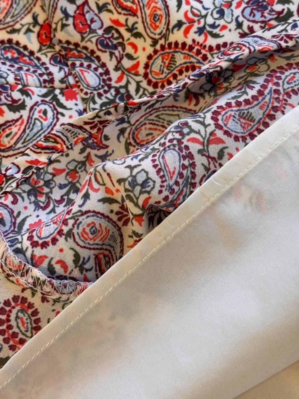 GAP Paisley Button-Front Long Sleeve Dress in Cream, Red & Navy Women’s Large - Picture 8 of 9